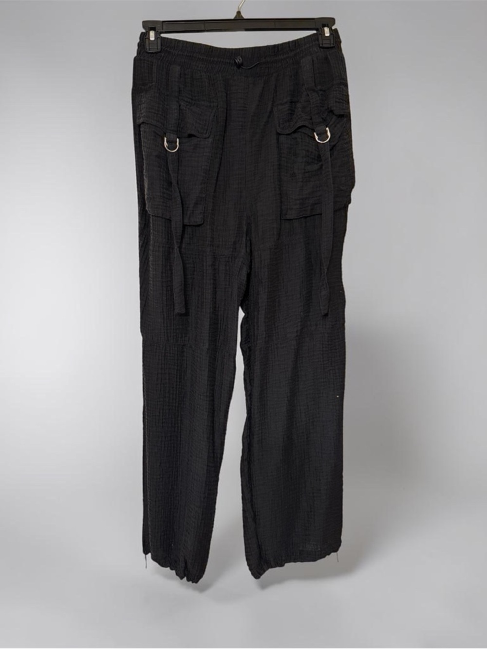 Black Cargo Drawstring Pants